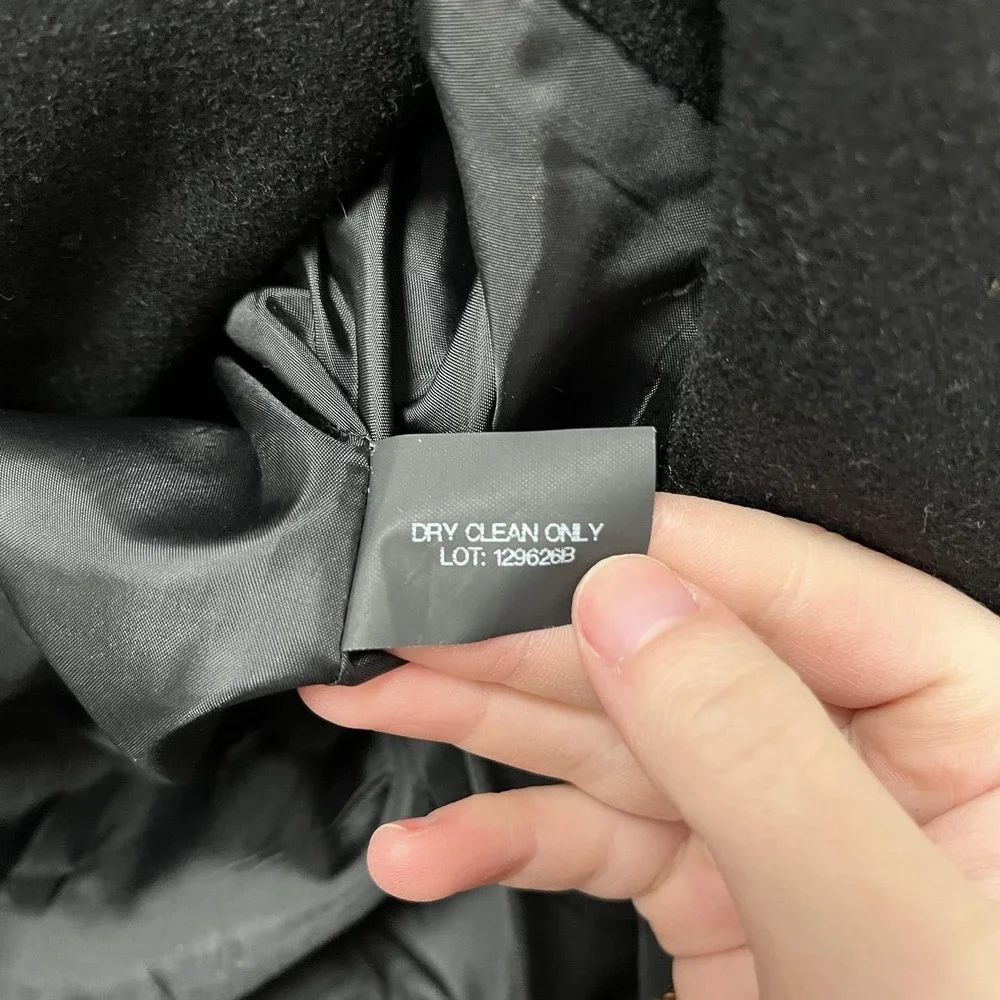 Michael Michael Kors Coat Womens 0 Black Wool‎ Blend Button Front Long Overcoat